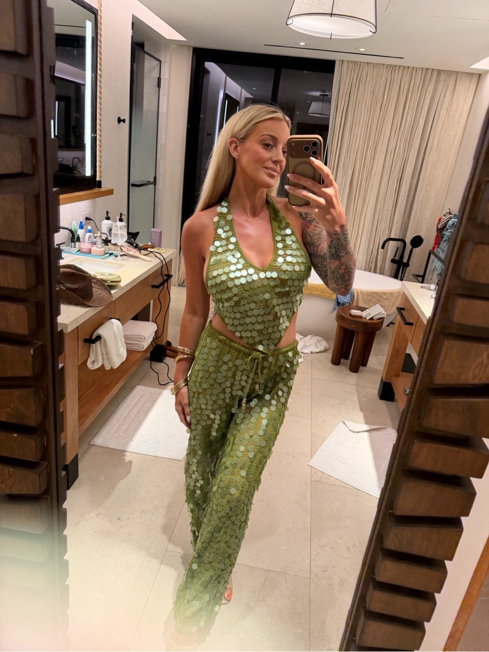Sequin Halter set - Green